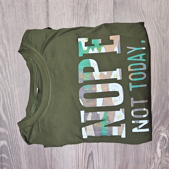 Tops - 🚨SOLD🚨 Nope Not Today Green Camp Print Graphic Tee New